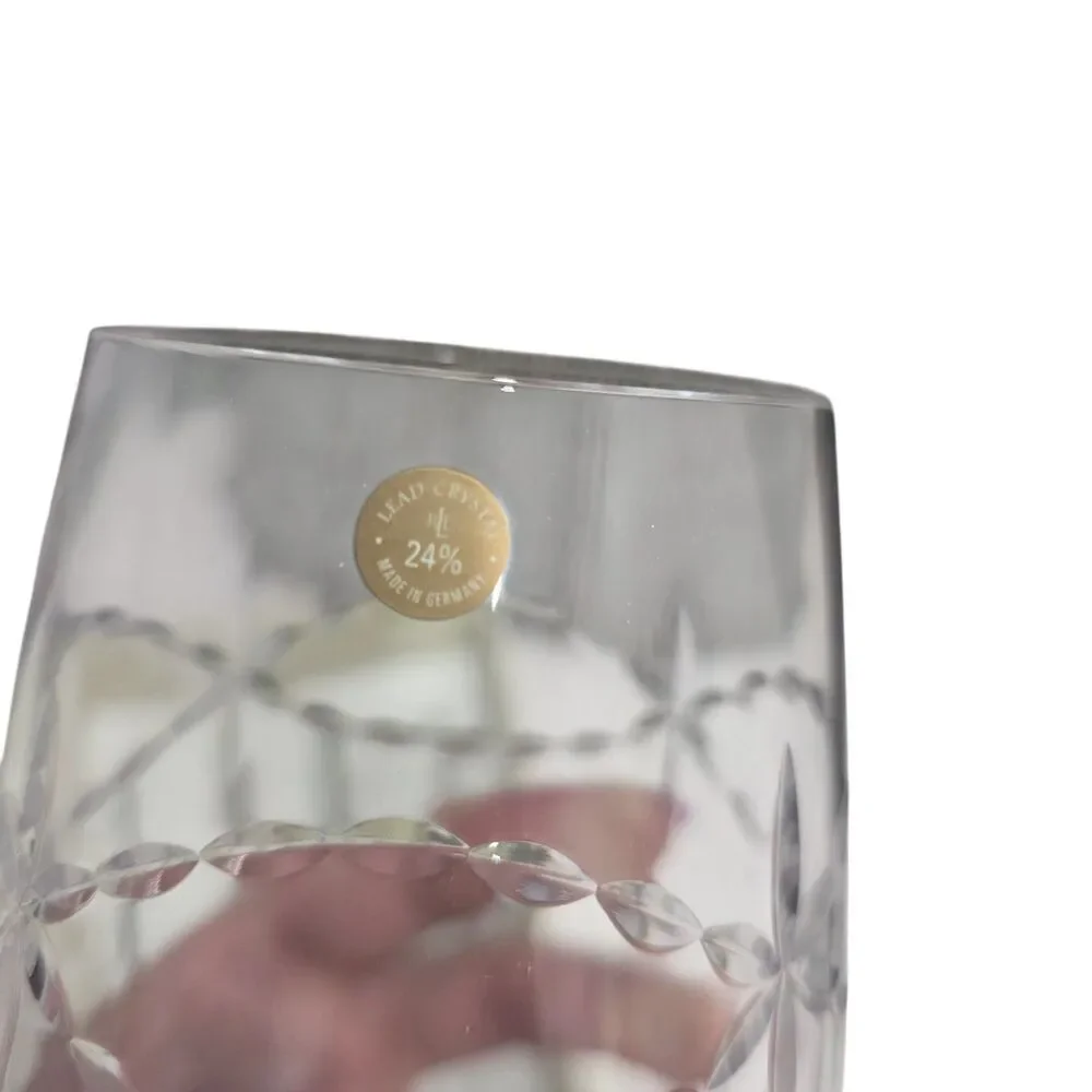 Ralph Lauren Empress Crystal Goblet Set 2 18oz Lead Cut‎ Germany Box